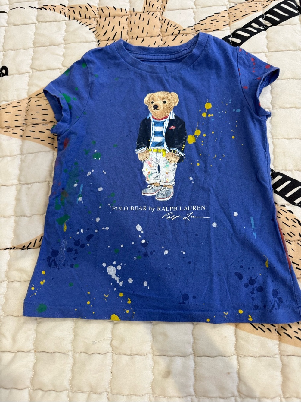 Polo by Ralph Lauren Royal Blue Polo Bear Paint-Splash Tee
